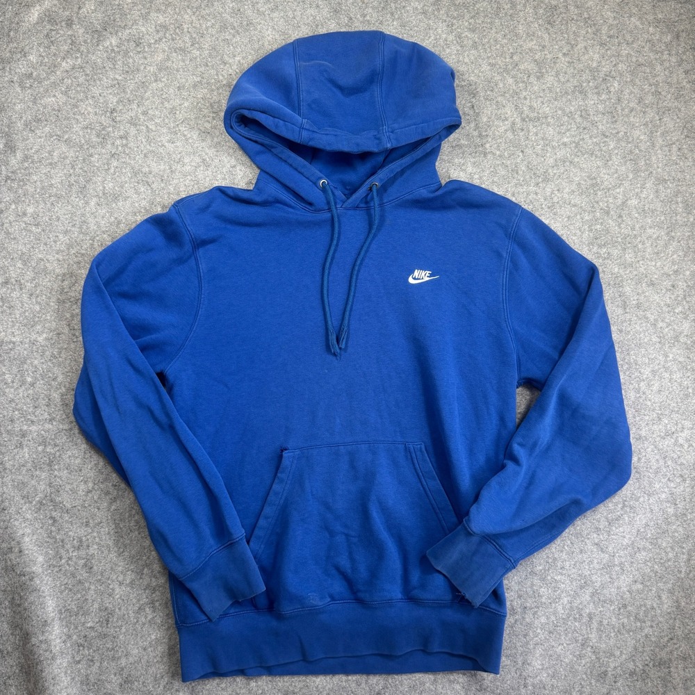 Nike Mens Pullover Hoodie Blue Embroidered Logo Kangaroo Pocket